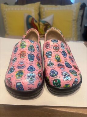 Alegria Pink Sugar Skull Slip-On Clogs